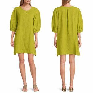 BRYN WALKER Lucien Shift DRESS Size XS 100% LINEN Pera Chartreuse Green NEW $185